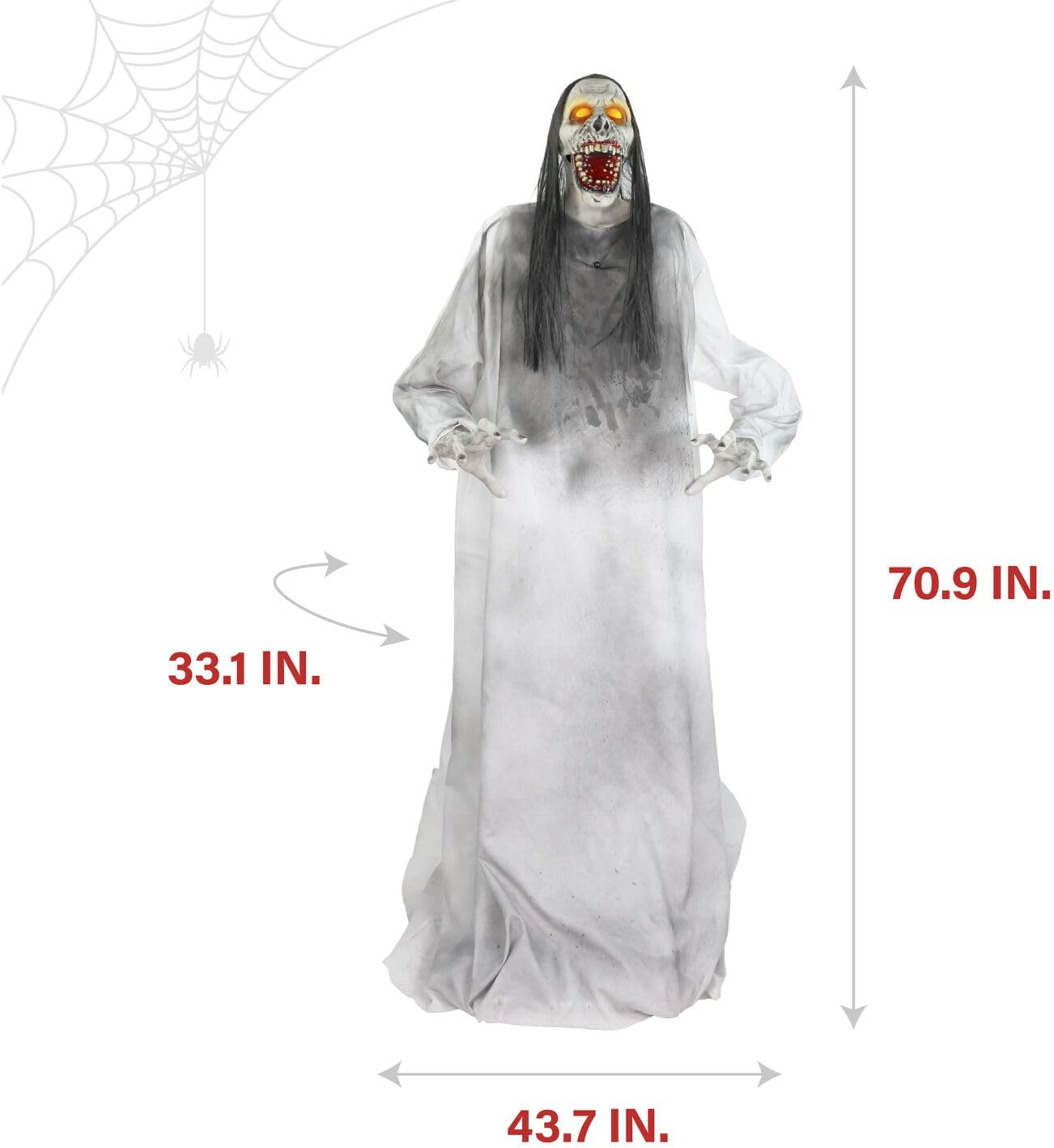 Haunted Hill Farm 5.9 ft. Animatronic Lurching Woman by Tekky, Halloween Animatronic, Scary Indoor House Prop & Decoration, Creepy Occult Horror Decor with Motion-Activated Lights & Sound, Life-Size