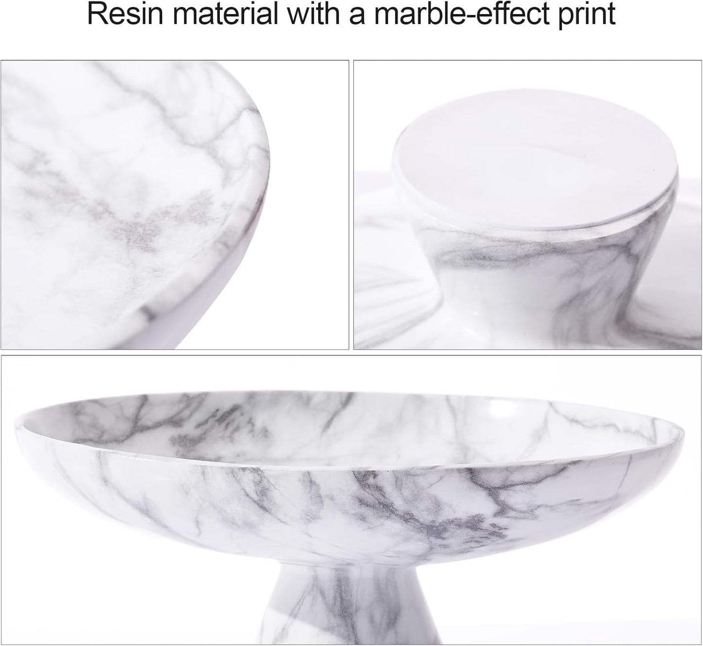 DN DECONATION White Resin Decorative Bowl for Modern Home Decor, 11.2" Large Pedestal Kitchen Fruit Bowl/Key Holder/Candy Dish/Potpourri for Entryway Table, Coffee Table, Dining Room,Table Centerpiece