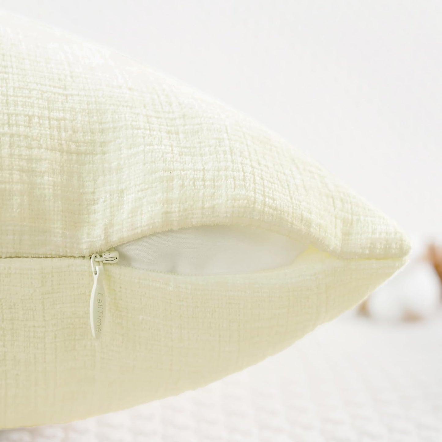 CaliTime Throw Pillow Covers Decorative 20 X 20 Inches Pack of 2 Cozy Chenille Cushion Cases for Couch Sofa Bed Living Room Home Beige