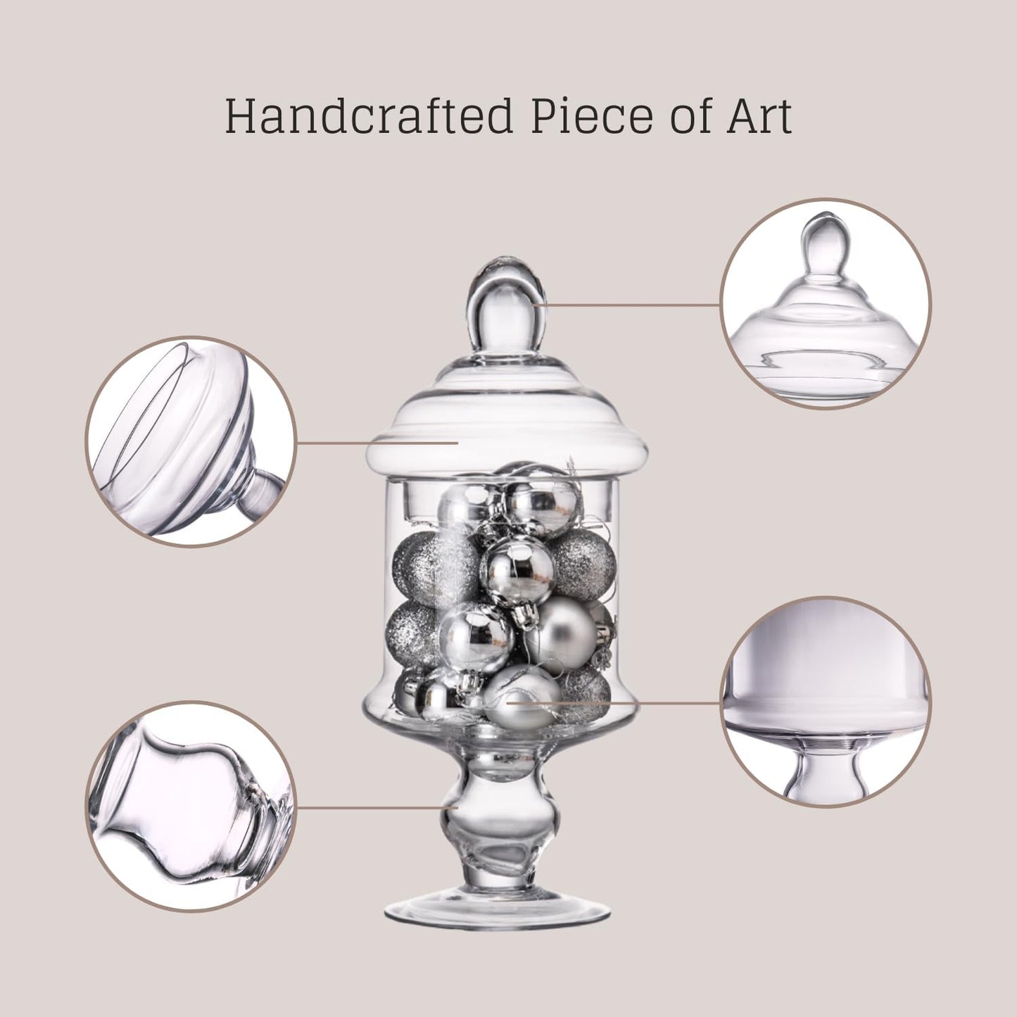 Diamond Star Clear Glass Apothecary Jar Decorative Candy Buffet Jars Elegant Glass Storage Containers (Height: 12" Body: 6")