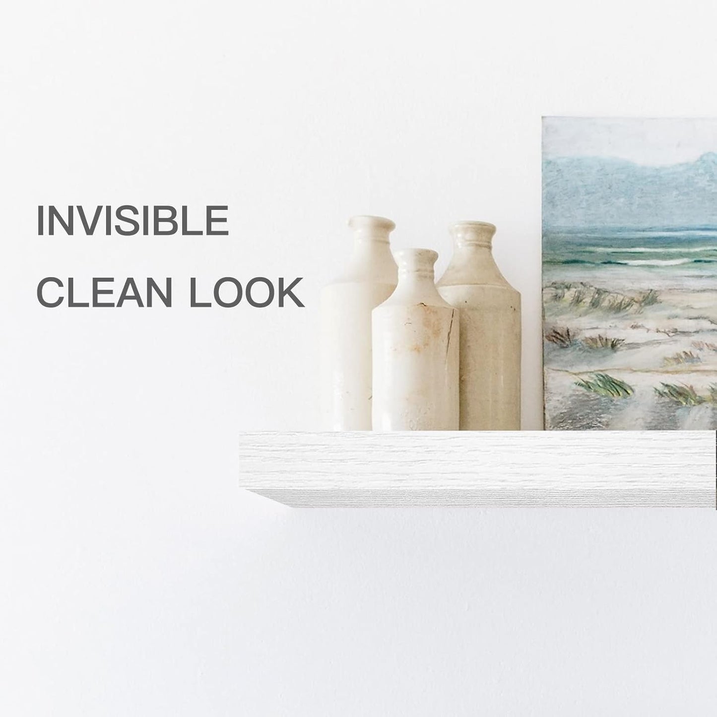 QEEIG Floating Shelves for Wall Bathroom Shelf Bedroom Kitchen Living Room Farmhouse Small Book Shelf 16 inch Set of 4, White (015-W4)