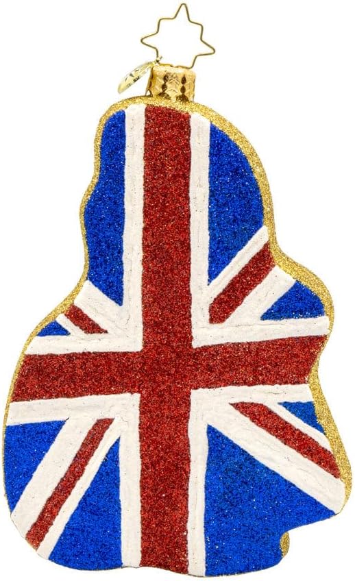 Christopher Radko Hand-Crafted European Glass Christmas Tree Decorative Ornament, Union Jack Charm
