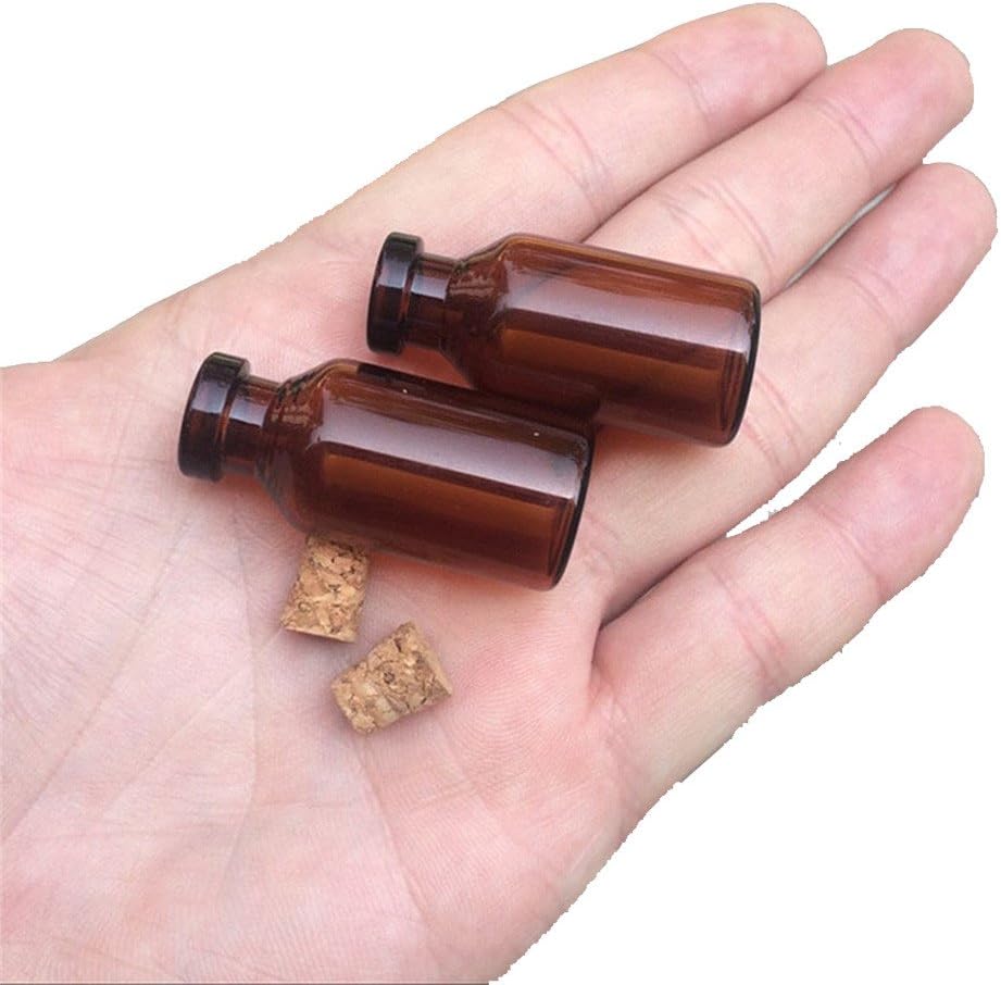 5ml Amber Glass Vials with Cork Empty Brown Tiny Glass Jars Mini Glass Bottles Vials Jars Containers 50units (50, 5ML)