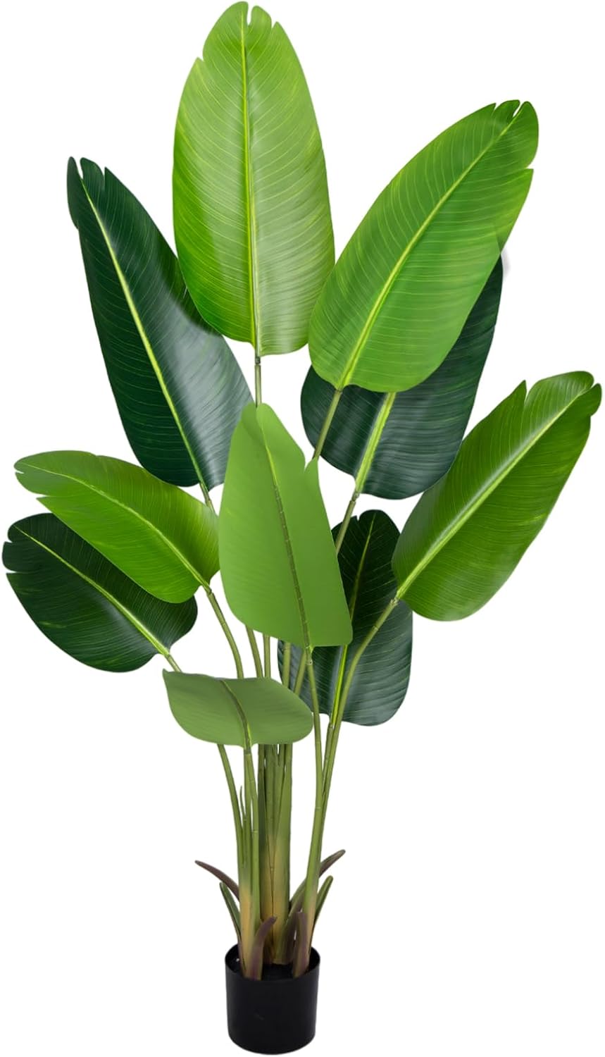 Artificial Bird of Paradise Plant 5.2Ft Fake Tropical Palm Tree with 10Trunks Faux Banana Leaf Trees in Pot for Home Indoor Outdoor Office Modern Decor Housewarming Gift（1Pcs）