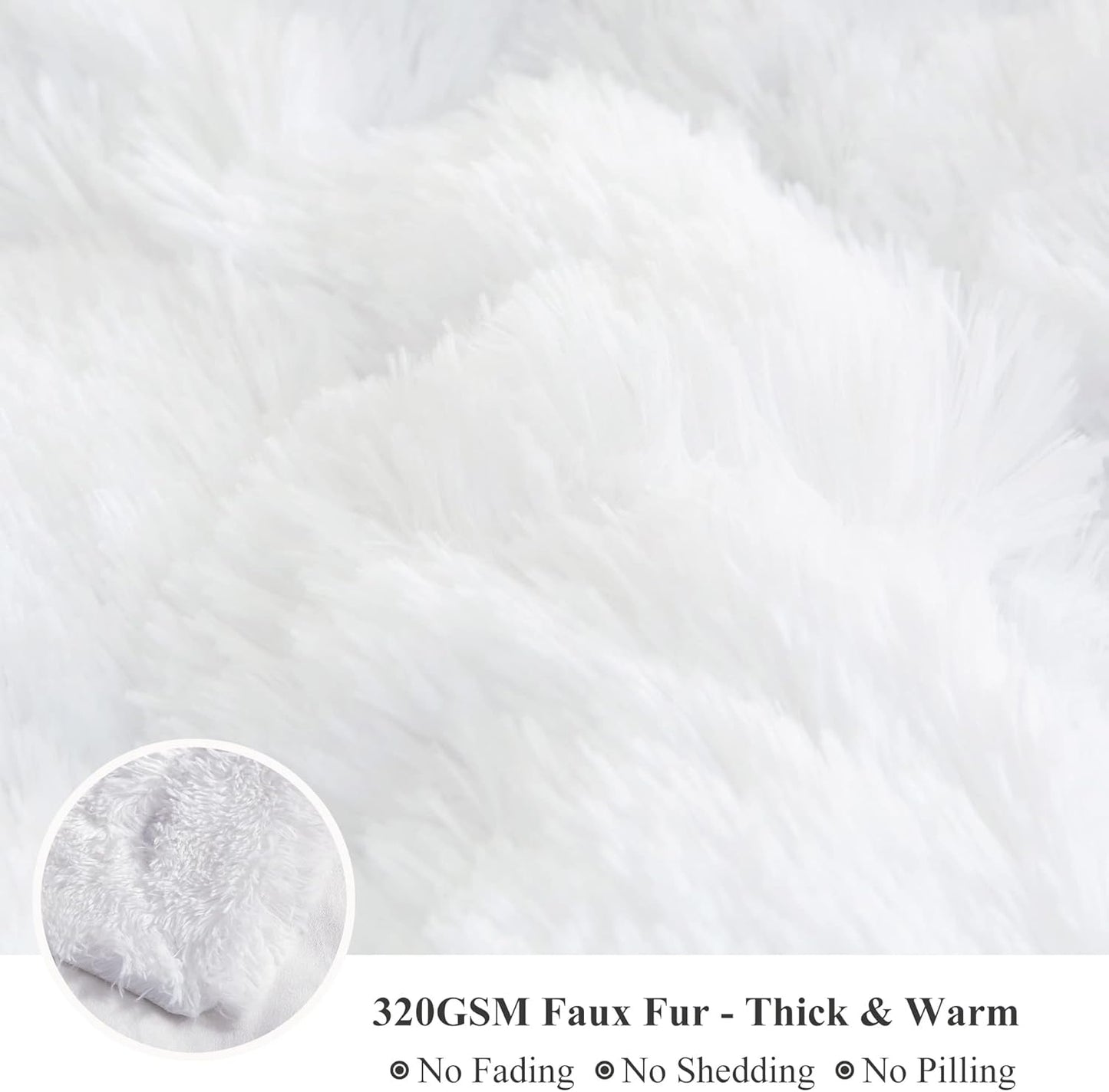 XeGe Luxury Faux Fur Throw Blanket, White Soft 50x60 Fluffy Blanket Throw, Shaggy Plush Decorative Couch Blanket, Cute Furry Throw Holidy Fuzzy Lap Blanket for Kids Women Men Teen Girls White