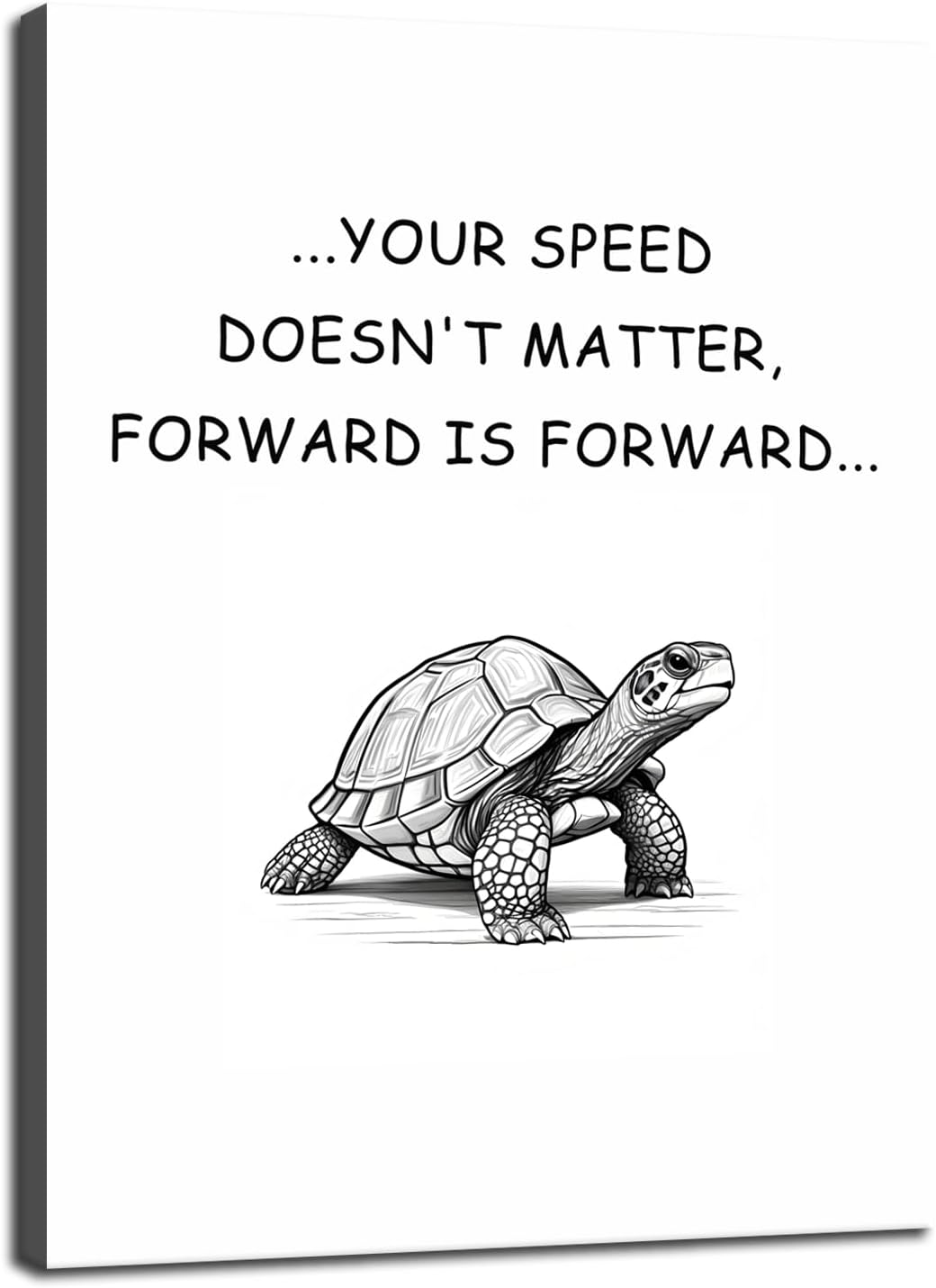Inspirational Canvas Poster Turtle Quote ‘SPEED DOESN'T MATTER, FORWARD IS FORWARD...’Motivational Wall Art Printed Modern Artwork for Office School Home Decor Framed Ready to Hang[30" W X 40" H]