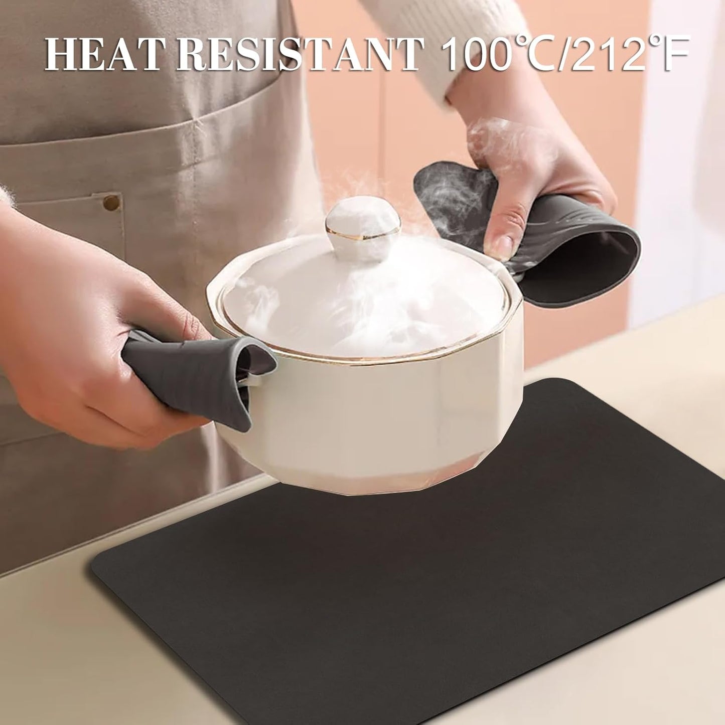 BLESWIN Faux Leather Placemats, PU Dining Table, Waterproof and Oil Resistant Easy to Clean, Heat Resistant Reversible Use Table Mats for Kitchen, Dining Table, Outdoor – 12 × 17 Inch, Coffee&Black