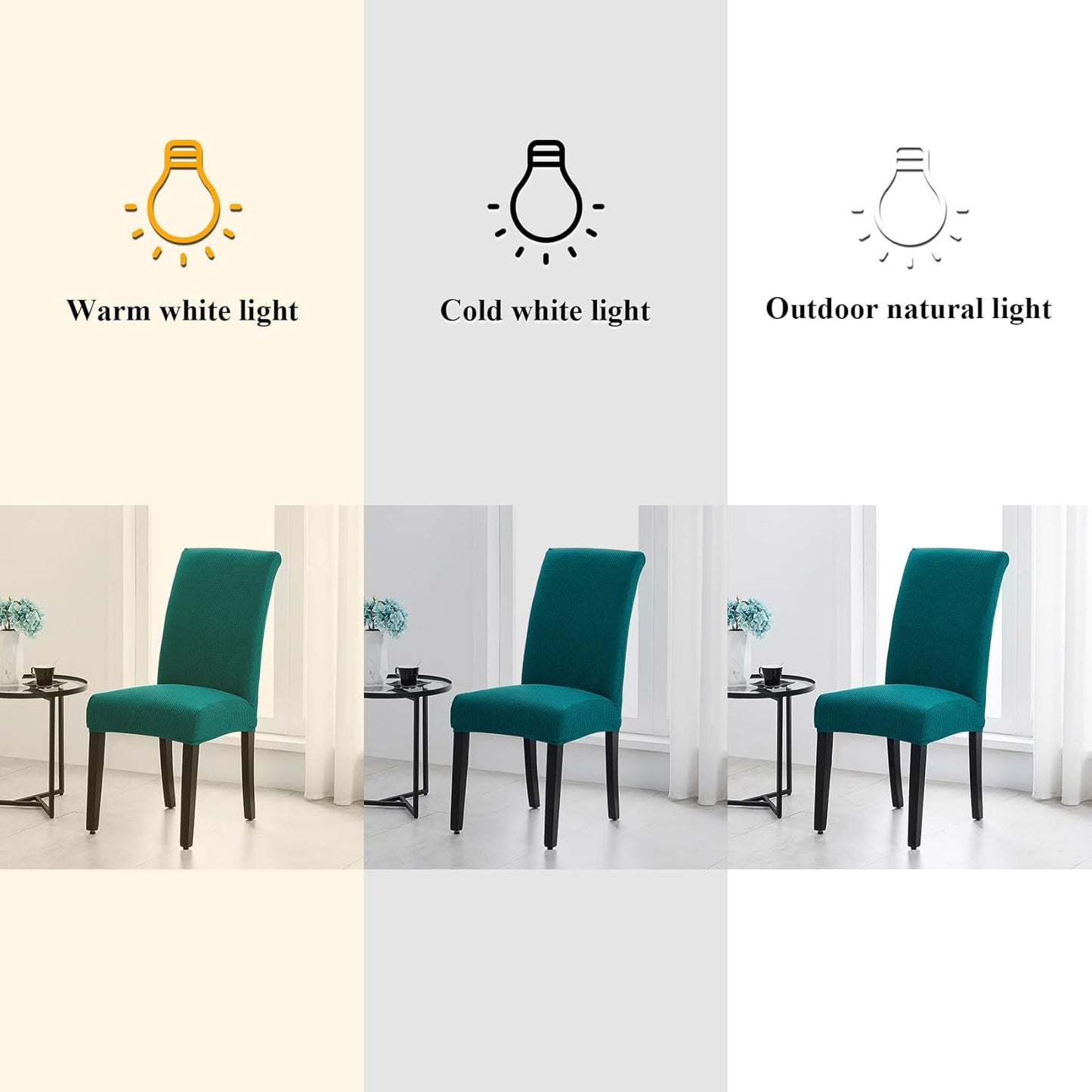 Joccun Chair Covers for Dining Room Set of 6, Dining Chair Slipcovers Stretch Dining Room Chair Covers Seat Protector,Washable Parsons Chair Cover for Home,Banquet(Peacock Blue,6 Pack)