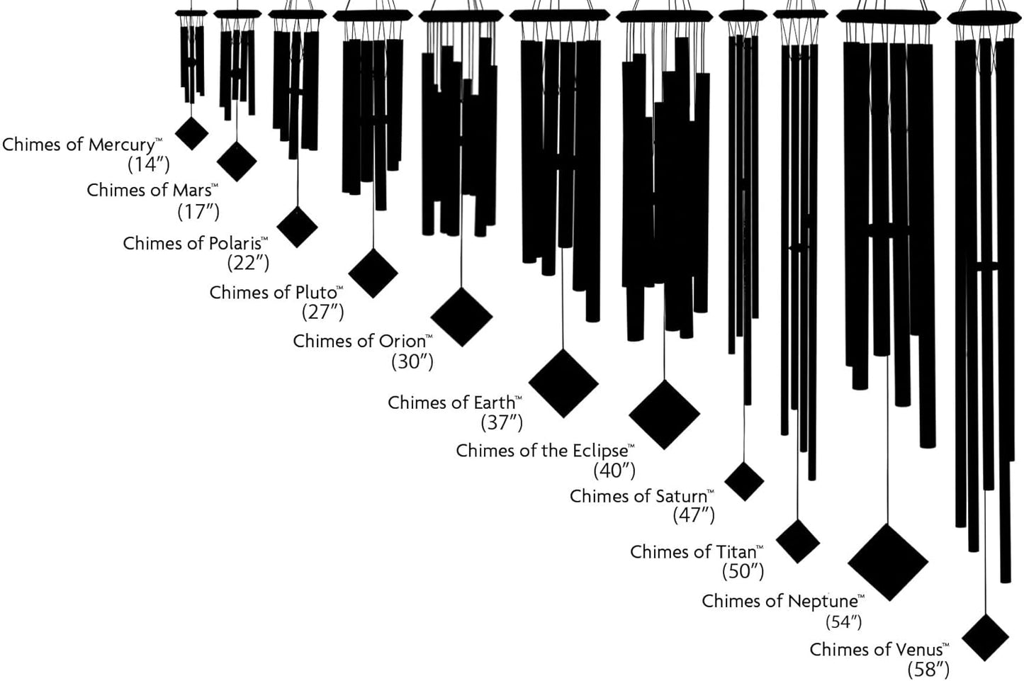 Woodstock Chimes Pluto Wind Chime for Outside 37" Grey Medium Tone Sound for Outdoor Garden, Patio, Porch Decor Gifts, Encore Collection, DCY37