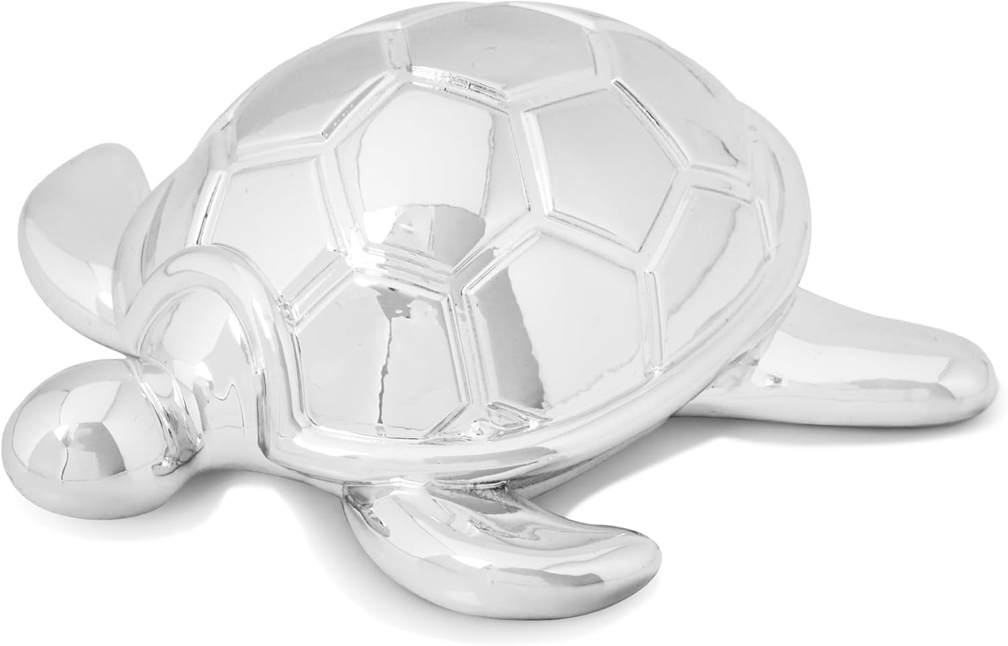 Small Sea Turtle Statue 4 inch Shiny Silver Accent Knick Knacks Paperweight for Bathroom Home Office Shelf Desk Table Decor, Cute Sea Turtle Gifts for Women