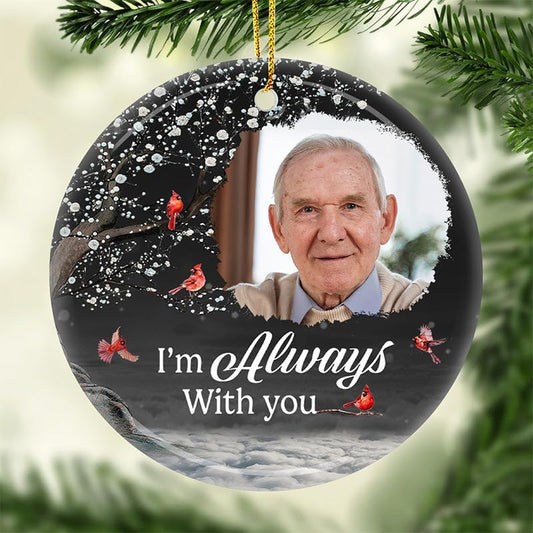 Pawfect House Custom Photo 2D Ceramic Ornament, Personalized Christmas Memorial Sympathy Gifts for Family Members, I Hold You Tightly Within My Heart, Memorial Ornaments, Christmas Tree Decorations