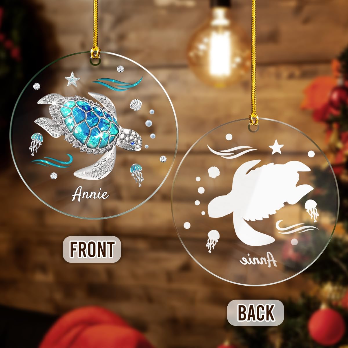 Personalized Best Friend Photo Christmas Ornament Bestie Round Acrylic Ornament with Picture, Friendship Ornaments Keepsake Gifts, Customized Photo Best Friend Ornaments