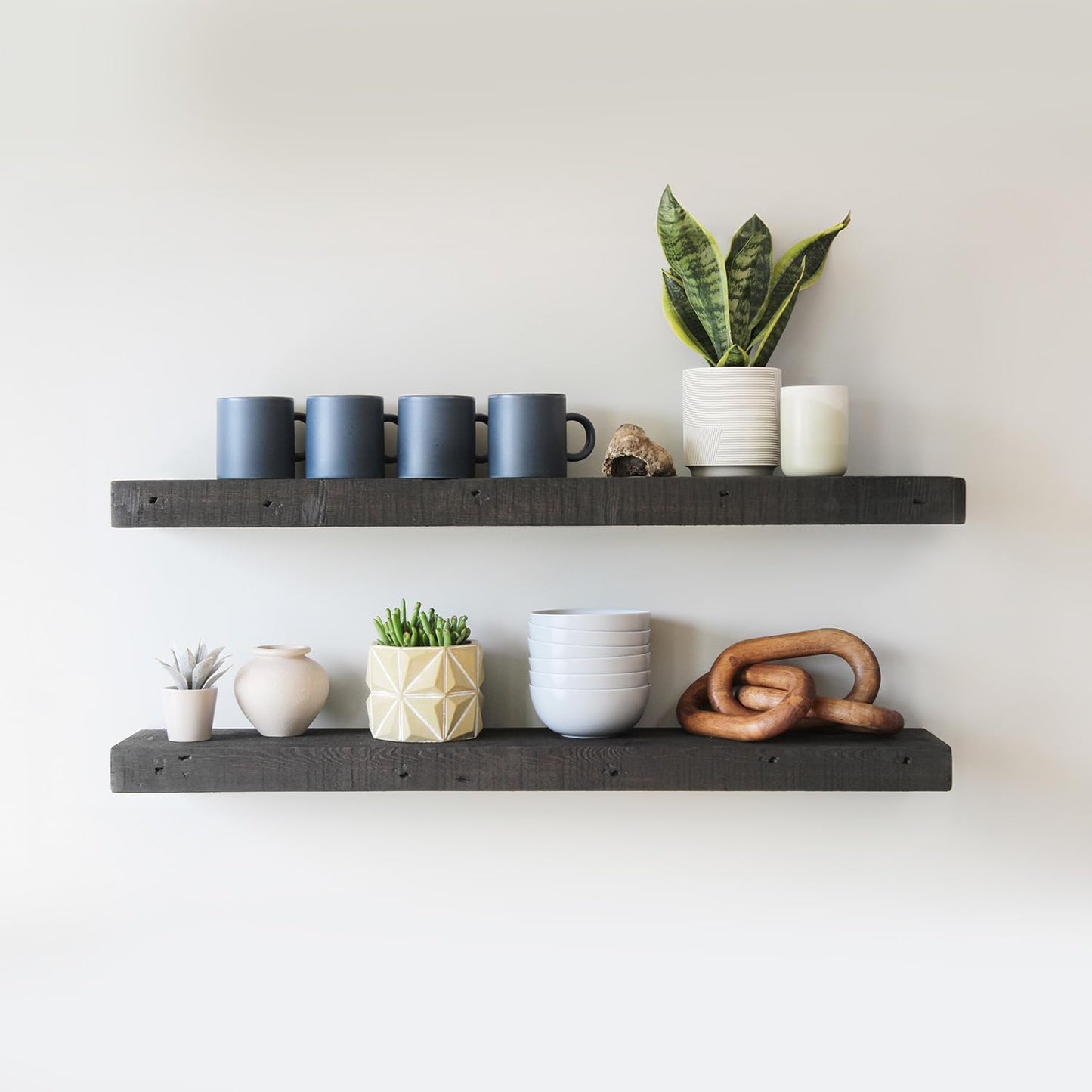 Urban Legacy Reclaimed Barnwood Planks | Floating Shelves for Wall w/Flush Mount Shelf Bracket Set Included | Set of 2 (Coffee Bean, 30"x7"x 2")