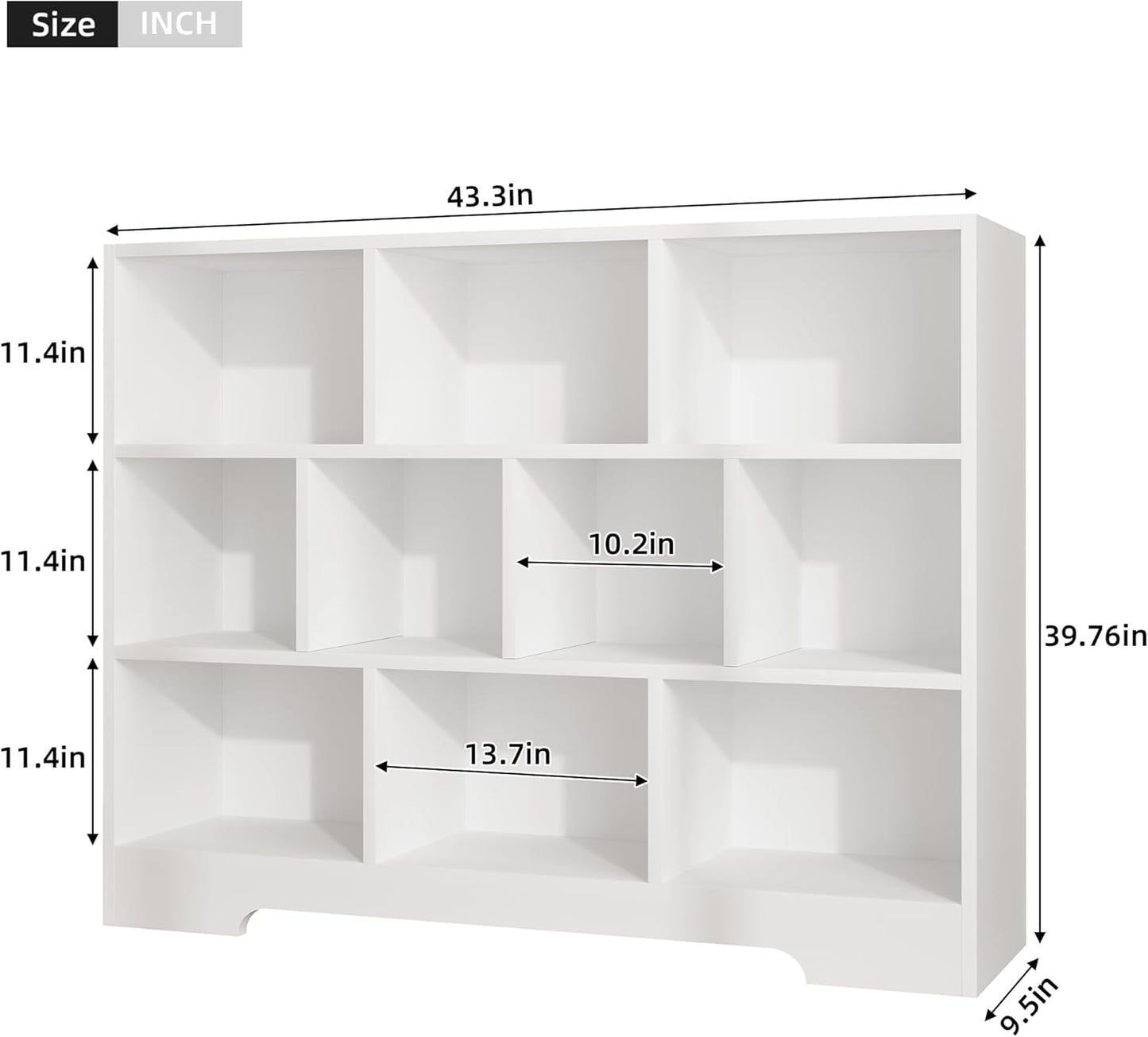 Book Shelf Set of 2, 10 Cubes Storage Organizer, 3-Tier Open Shelf Wooden Bookcase, Freestanding White Bookshelf Cube Shelf for Bedroom, Living Room, Home Office