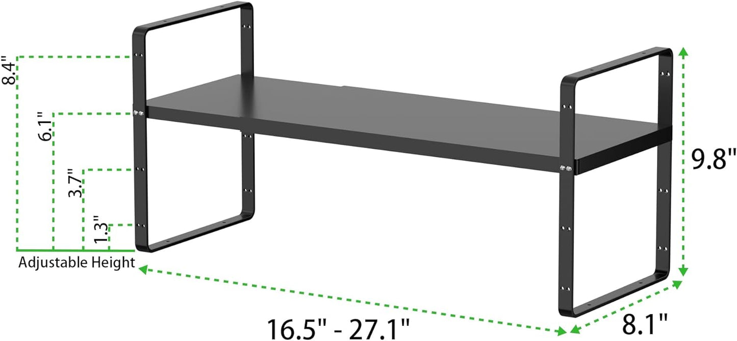 Expandable Cabinet Storage Shelf Stackable Organizer Rack for Kitchen Bathroom Pantry Spice Cupboard Countertop Home Office Desk Heavy Duty Nonslip Black Small 3 Pack