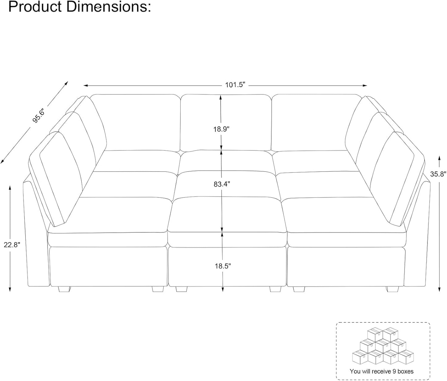Belffin Modular Sectional Sofa with Sleeper Sofa, Oversized Cloud Couch with Extra Deep Seat, Upholstered 9 Seat Sectional Couches for Living Room, Plush Corduroy Green