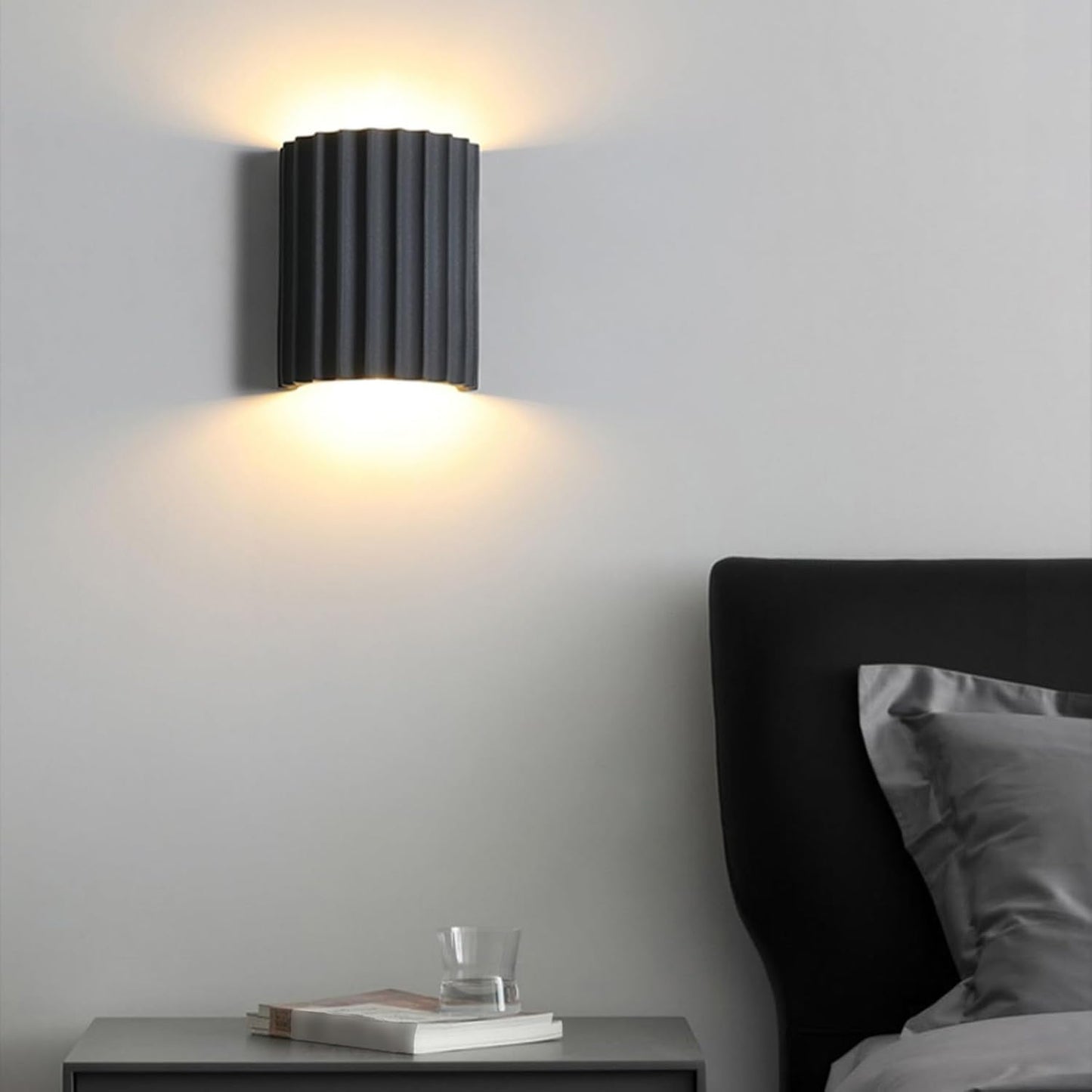 LightInTheBox Modern LED Wall Sconce Minimalist Resin Wall Light Nordic Style Half-Cylinder Tree Root Desgin Up and Down Light for Stairs Hallway Bedroom (Grey)