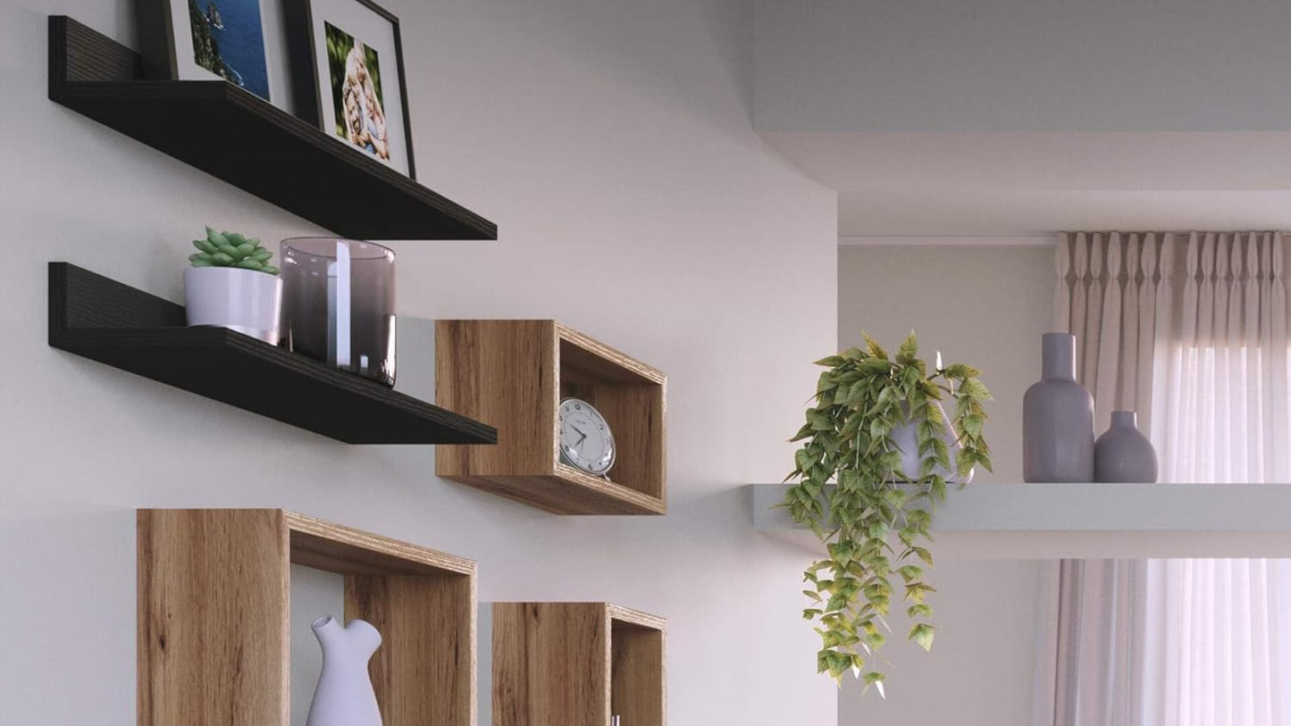 Mobili Fiver, Set of 2 Rachele Shelves, 23.62 in, Walnut, Made in Italy