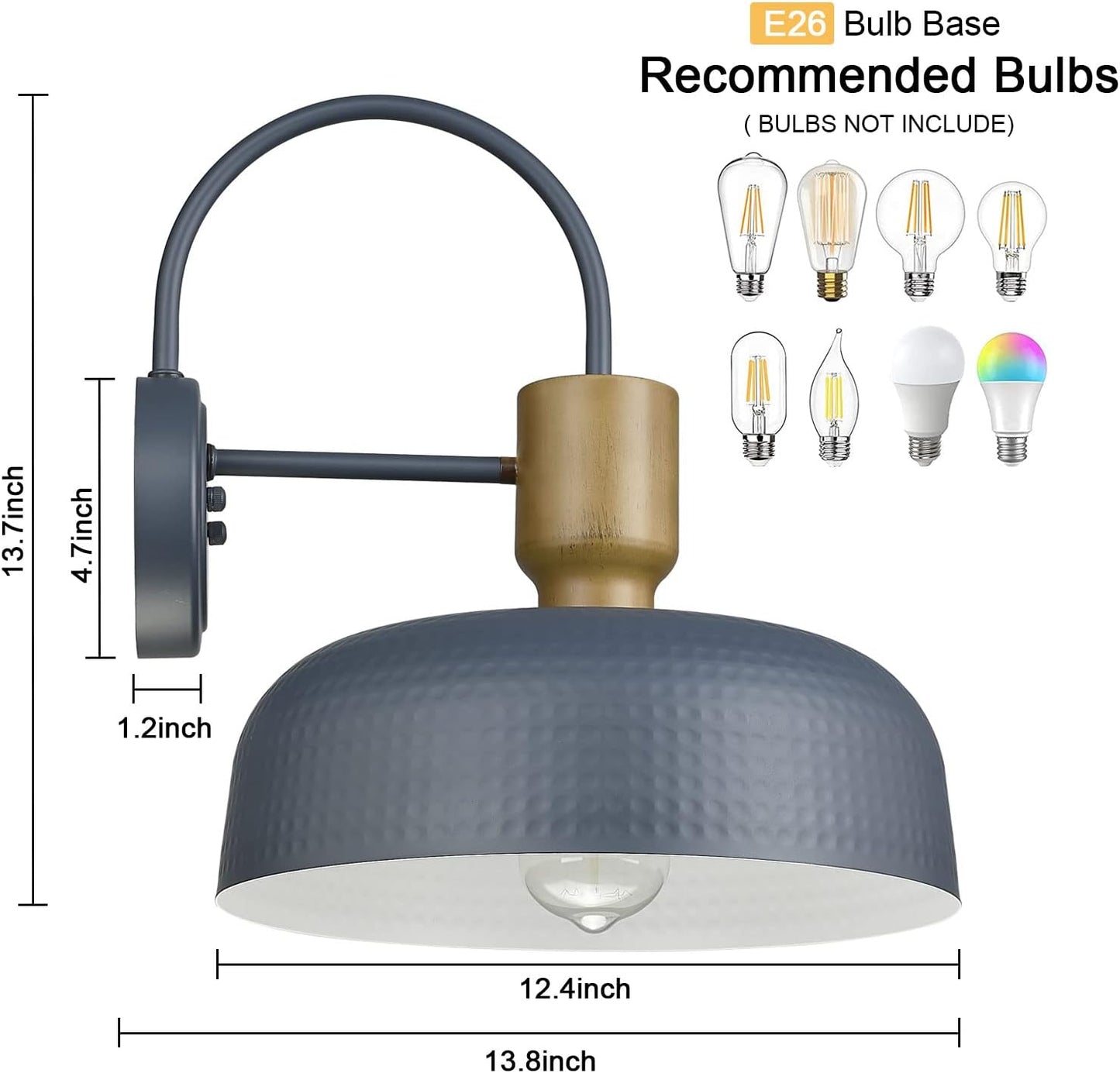 Outdoor Barn Light Gooseneck Barn Light, Farmhouse Exterior Wall Mount Light Vintage Wall Lighting Fixture Industrial Sconce Lantern for Porch, Entryway, Garage, Blue, 2 Pack