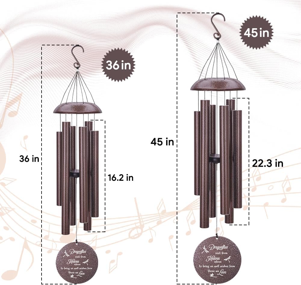 Memorial Wind Chimes Sympathy Gifts, Customized Dragonfly Wind Chime, 36-inch Commemorative Wind Chimes to Commemorate The Loss of Loved Ones, Condolence Gifts