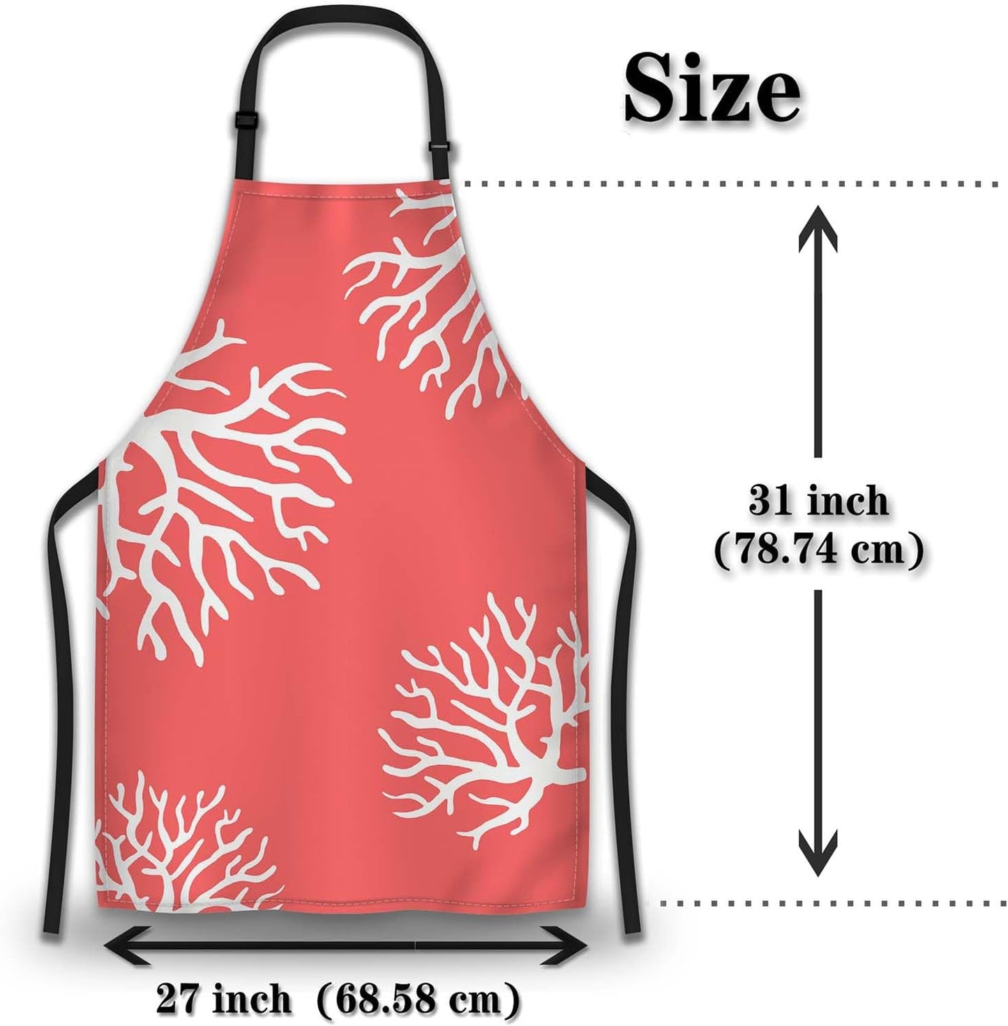 Chef Apron for Women Beach Coral Funny Aprons for Men for Kitchen Cooking Restaurant BBQ Painting Crafting 27” (W) x 31” (H), Waterproof Aprons