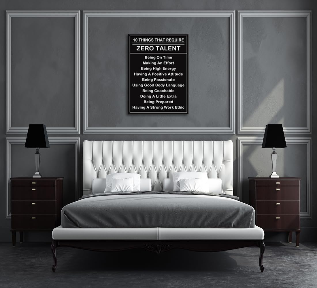 Motivational Wall Art Inspirational Ten Things That Require Zero Talent Painting Prints on Canvas Inspiring Quotes Posters Prints Artwork Modern Home Office Classroom Decor Framed[30''Wx 40''H]