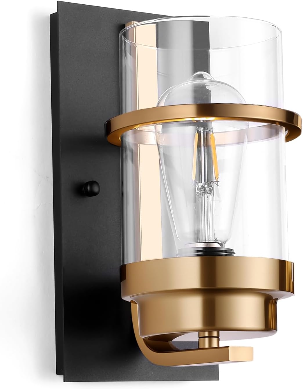 Black and Gold Sconces,Small Bathroom Wall Sconces,Modern Gold Sconces,Single Vanity Light(Bulbs not Included)