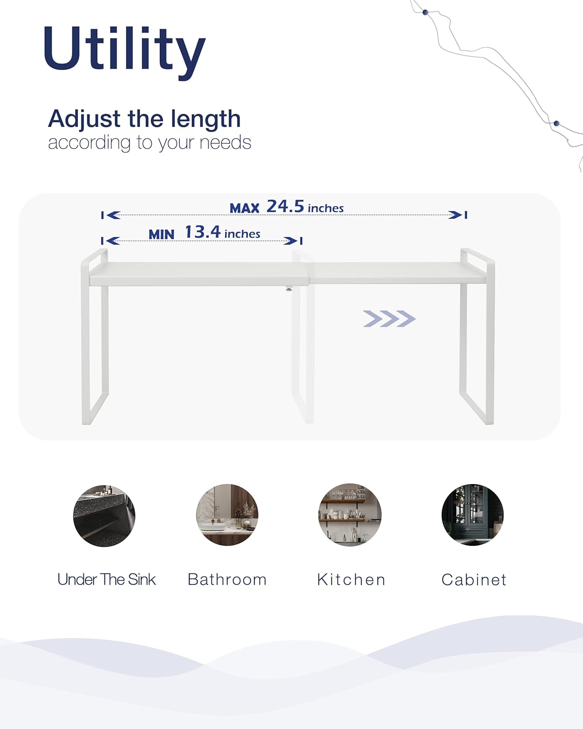 Nxconsu Expandable Cabinet Shelf Organizer Riser for Kitchen Pantry Cupboard Under Sink Countertop Home Storage Organization Rack Space Saver Freestanding Heavy Duty Nonslip Stackable White Large