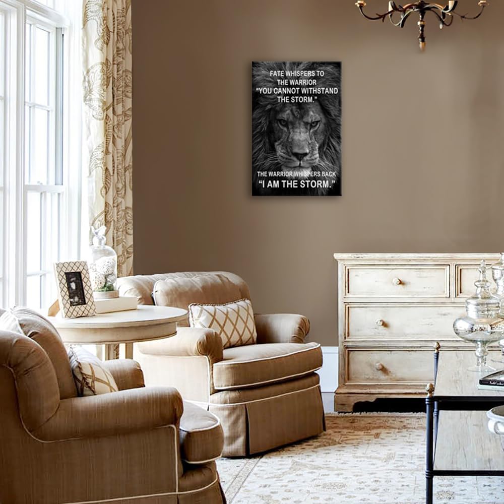 I Am The Storm Inspirational Canvas Wall Art Office Decor Motivational Painting Inspiring Entrepreneur Quotes Posters Prints Modern Home Decor Artwork Wooden Framed Ready to Hang[24" W x 36" H]