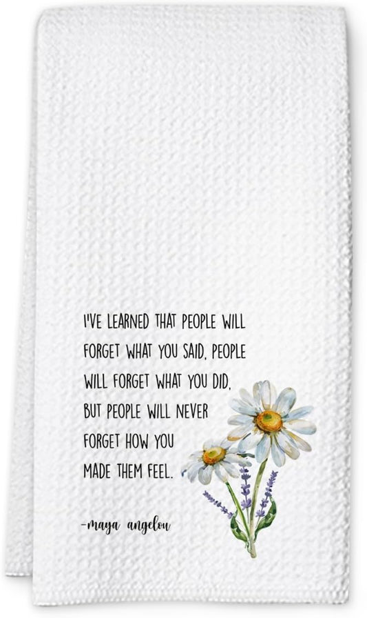 Inspirational Kitchen Hand Towel, Hostess Gift for Women, Christian Quote Waffle Weave Towel, Faith Decor Accent for Kitchen or Bathroom