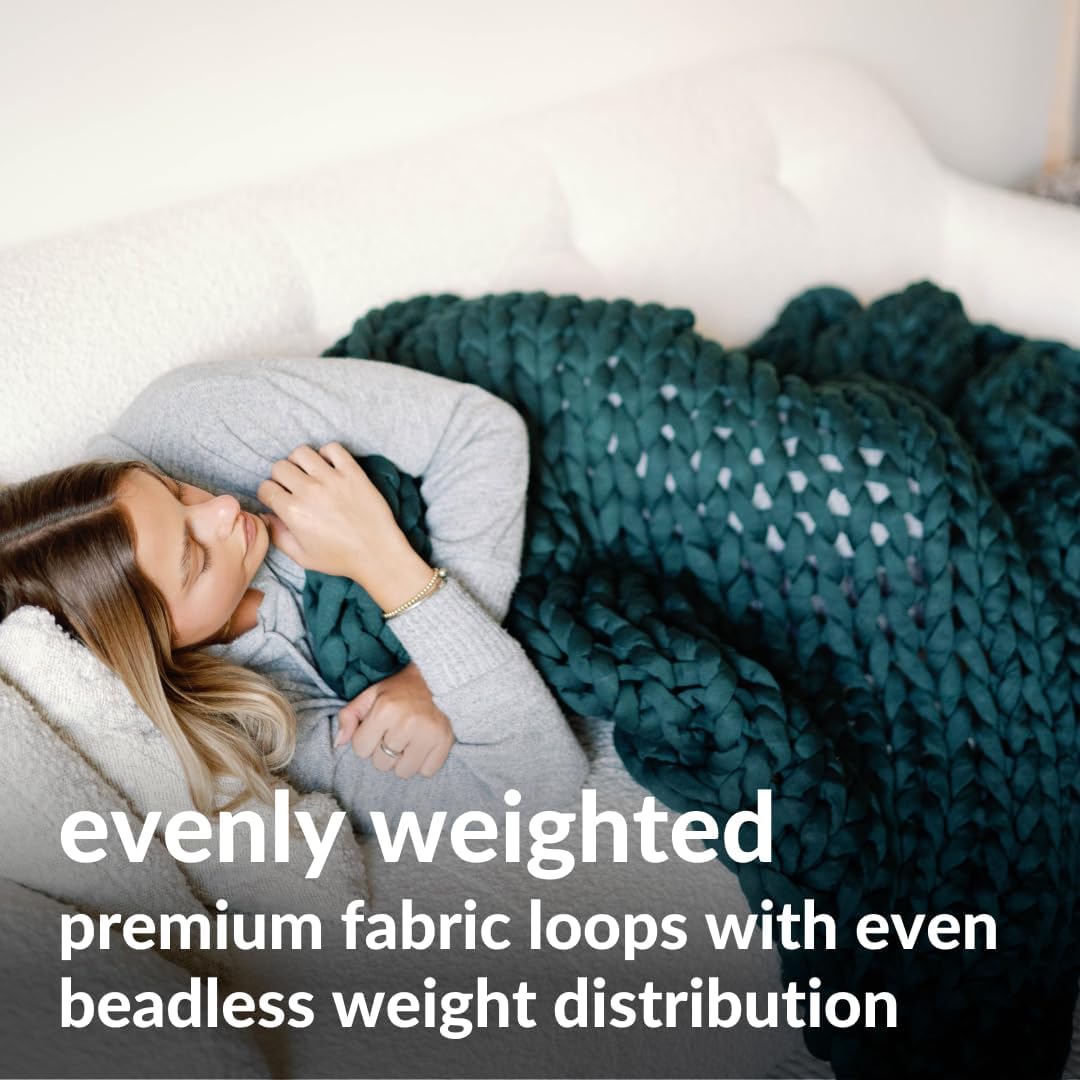 Nuzzie Chunky Knit Weighted Blanket - Breathable, Cooling, Hand Made Knit Throw Blanket for Sleep - Machine Washable, Stylish Decor Design (Forest Green, Queen | 22lbs | 60"x80")