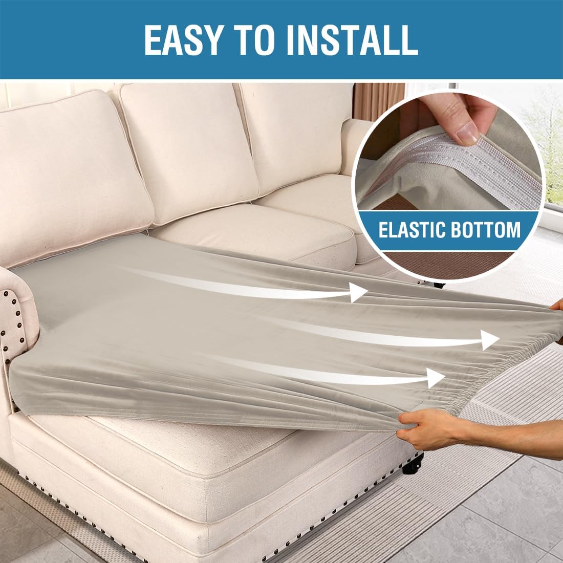 H.VERSAILTEX Velvet Stretch Individual Chaise Cover Sectional Couch Covers for L Shaped Sofa Both Left/Right Furniture Protector Seat Cushion Sofa Cover (1 Piece Chaise Cover, French Oak)