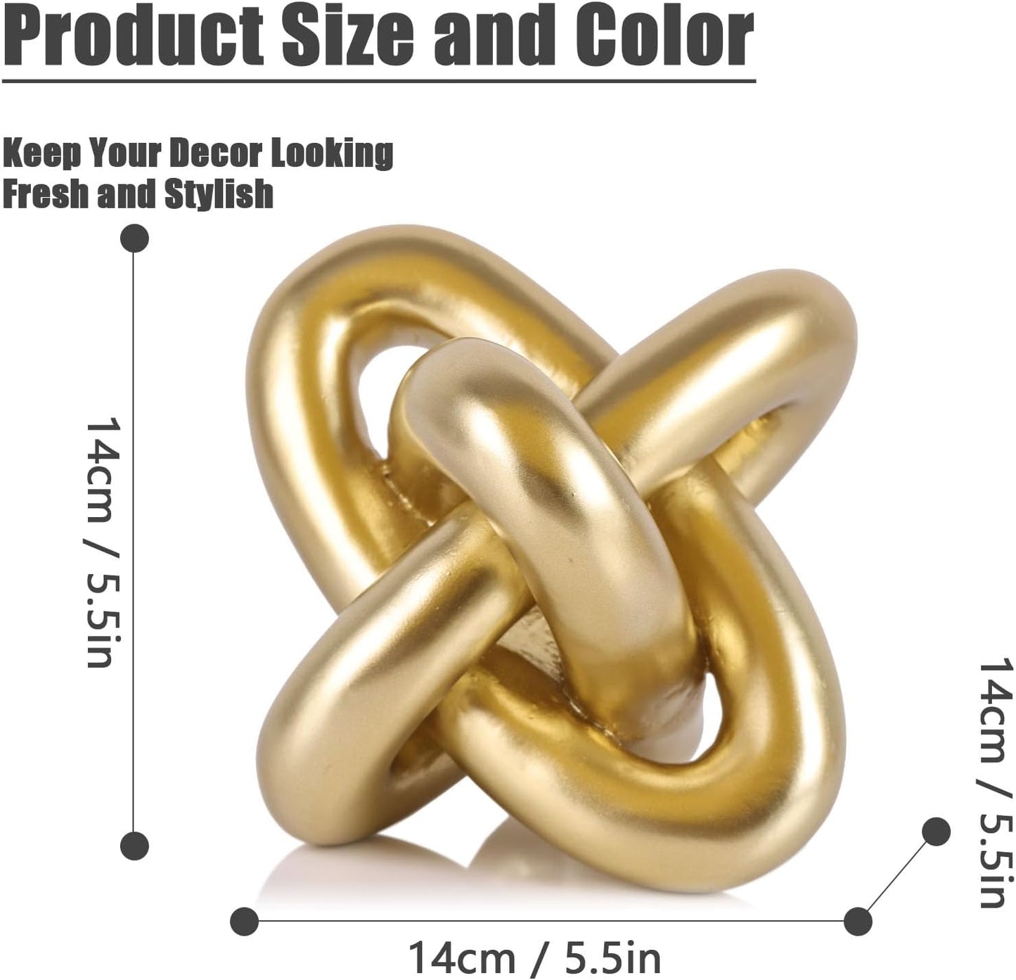 XMGZQ Gold Knot Decor for Coffee Table Book,Chain Link Living Room Decor Item for Bookshelf Entryway Nightstand TV Stand,Minimalist Knot Sculpture for Home Living Room,Centerpiece Table Decorations