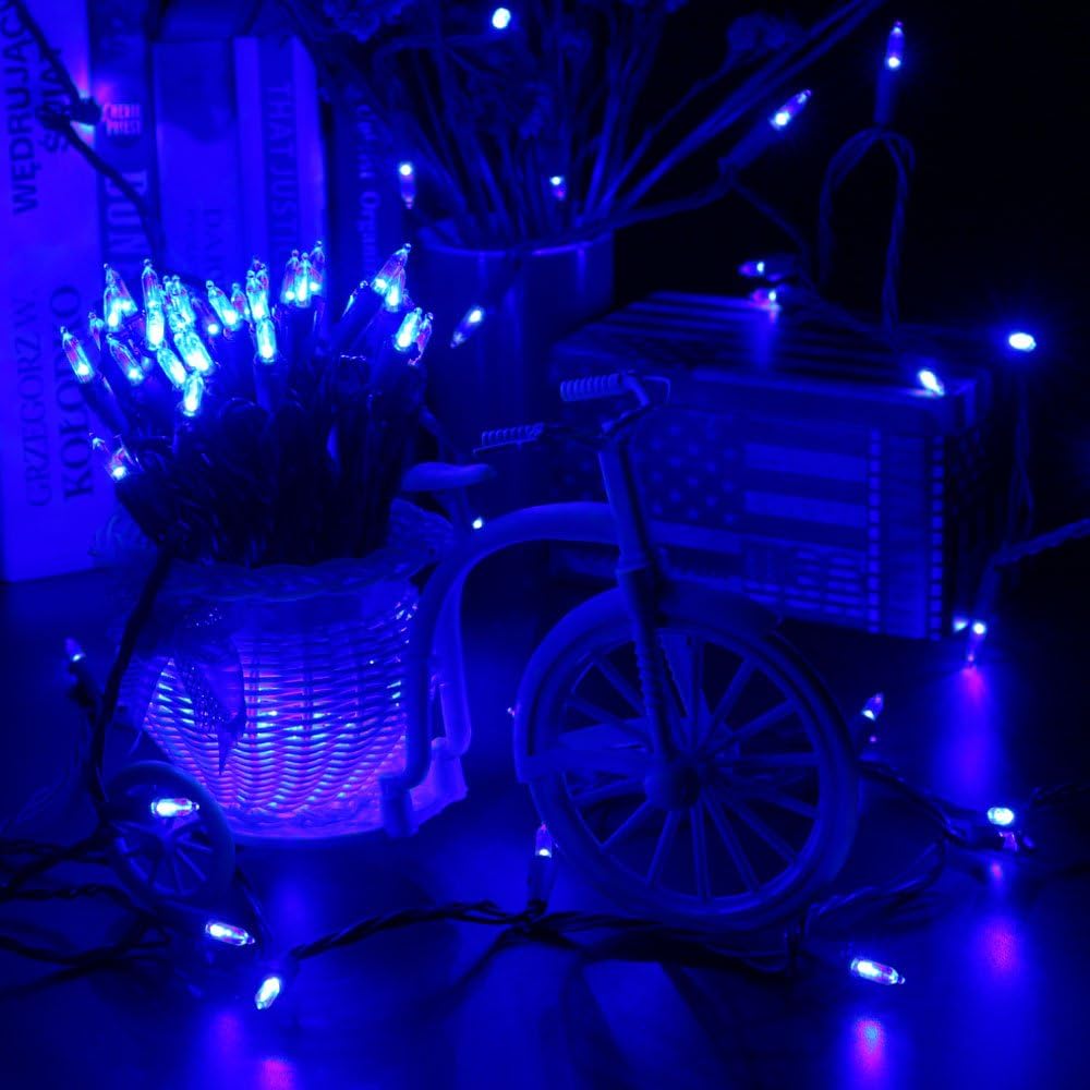 Brizled Blue Christmas Lights, 33ft 100 LED Christmas String Lights, 120V UL Certified Plug-in Xmas Tree Light Connectable Mini Xmas Light Waterproof for Home Party Wedding Indoor Outdoor Decorations