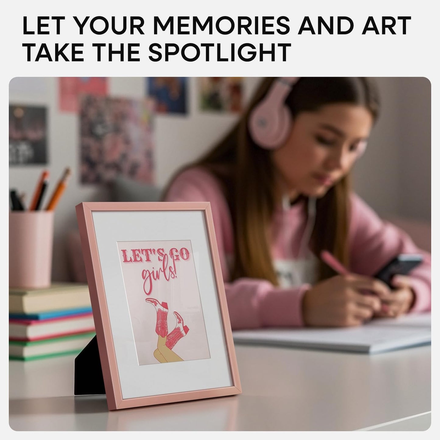 Homeforia Rose Gold 5x7 Picture Frame, High End Metal 5 x 7 Frames with Mat 4 x 6 for Print, 5by7 Desk Frame Matted to 4x6 inch Photo, 5 by 7 Wall or Tabletop Frame, Tempered Glass, Wall Kit, Set of 1