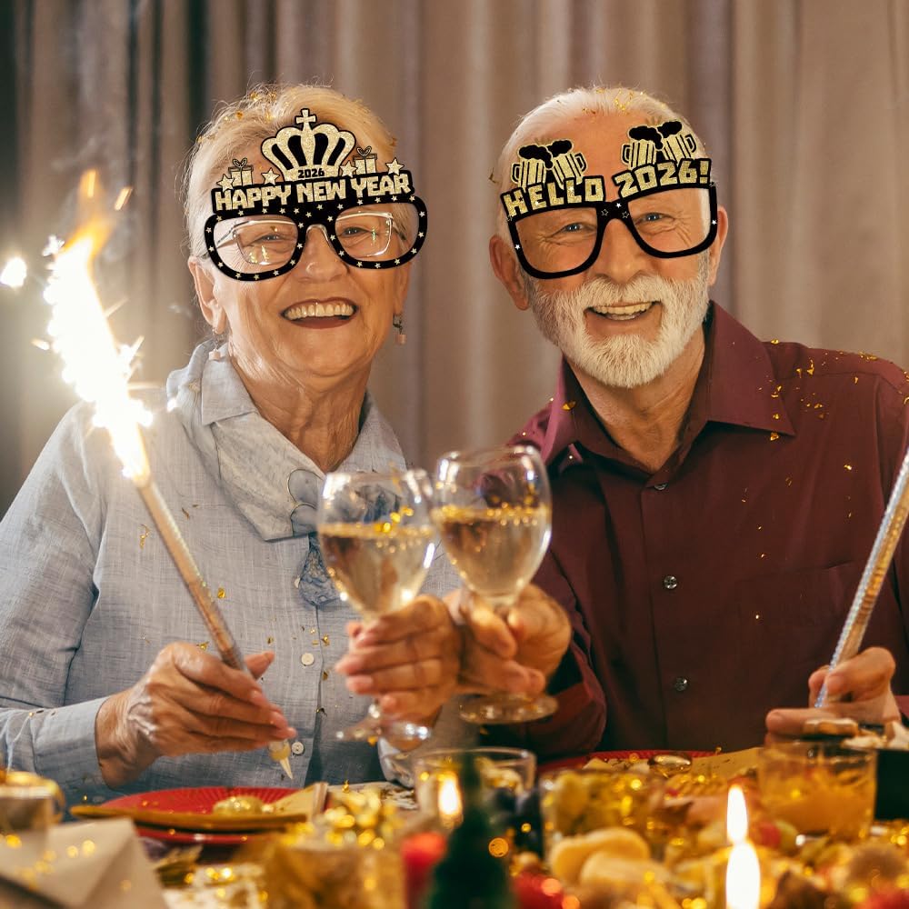 Happy New Year’s Eve Glasses 2026 - Pack Of 12 | New Year’s Eve Party Supplies 2026 | Happy New Year Glasses 2026, Happy New Year Decorations 2026 | New Year’s Glasses, New Year’s Eve Decorations