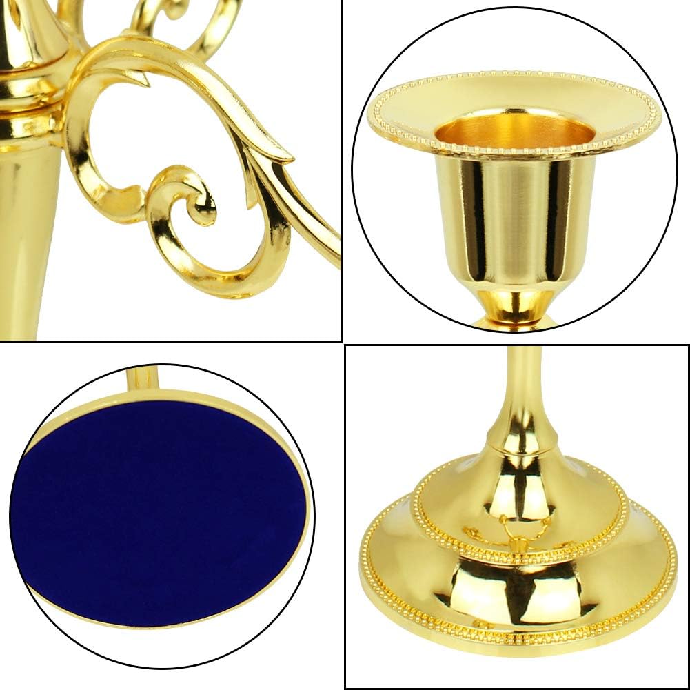 Metal Candelabra 5-Candle 10.1 Inch Tall Candle Holder Stick for Home Wedding Event and Party Festival,Gold