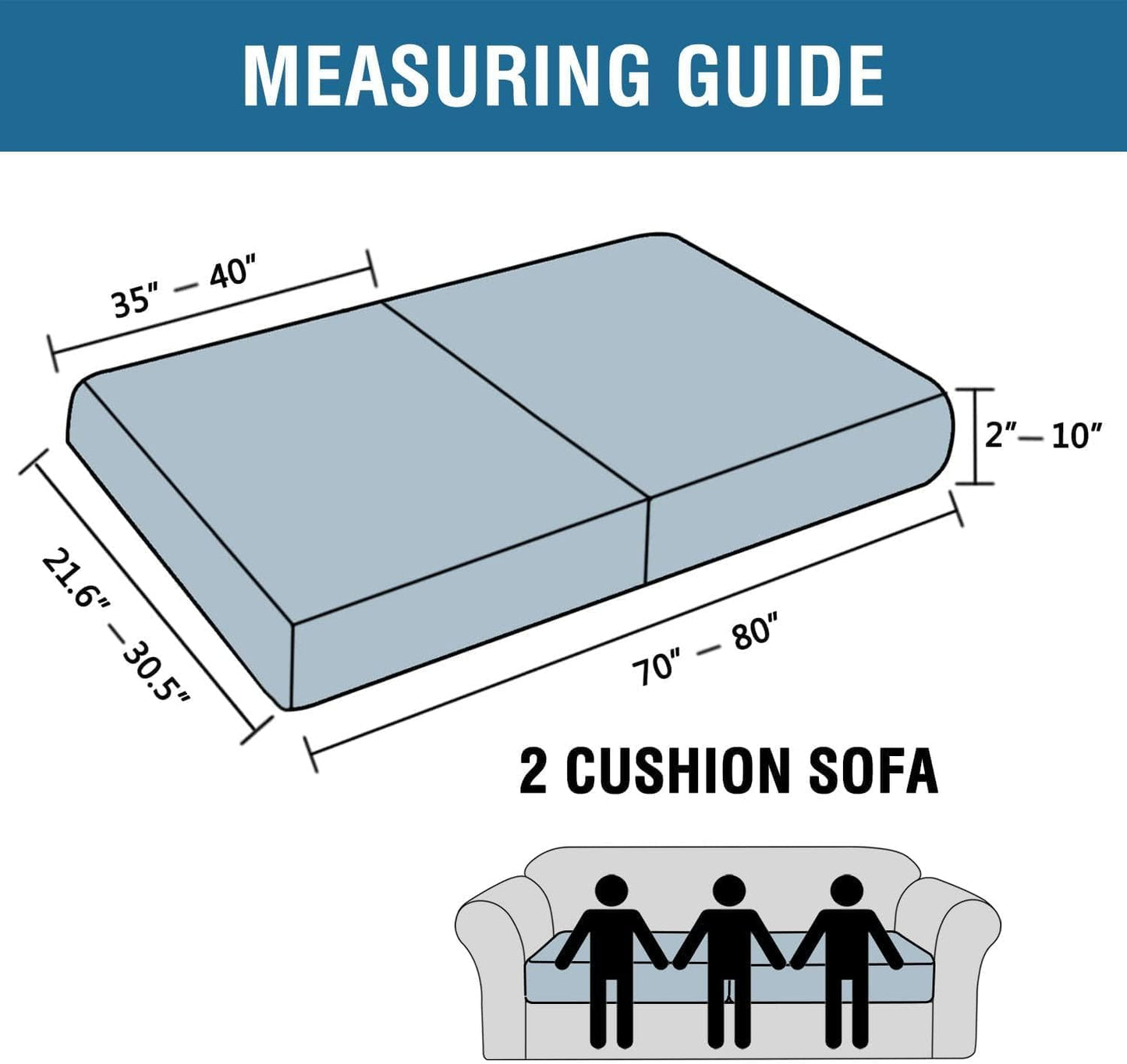 H.VERSAILTEX Super Stretch Individual Seat & Couch Cover Sets - Thick Jacquard Textured Twill Fabric (2 Piece Large Sofa Cushion Covers, Caramel)