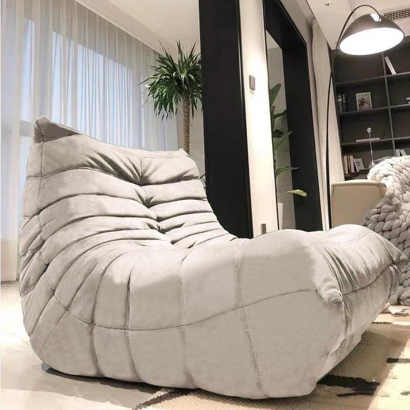 Modern Living Room Chair, Big Bean Bag Adult Floor Sofa, Togo Recliner Memory Foam Lazy Couch Suitable Balcony for Fireside Chair (Apricot Color)