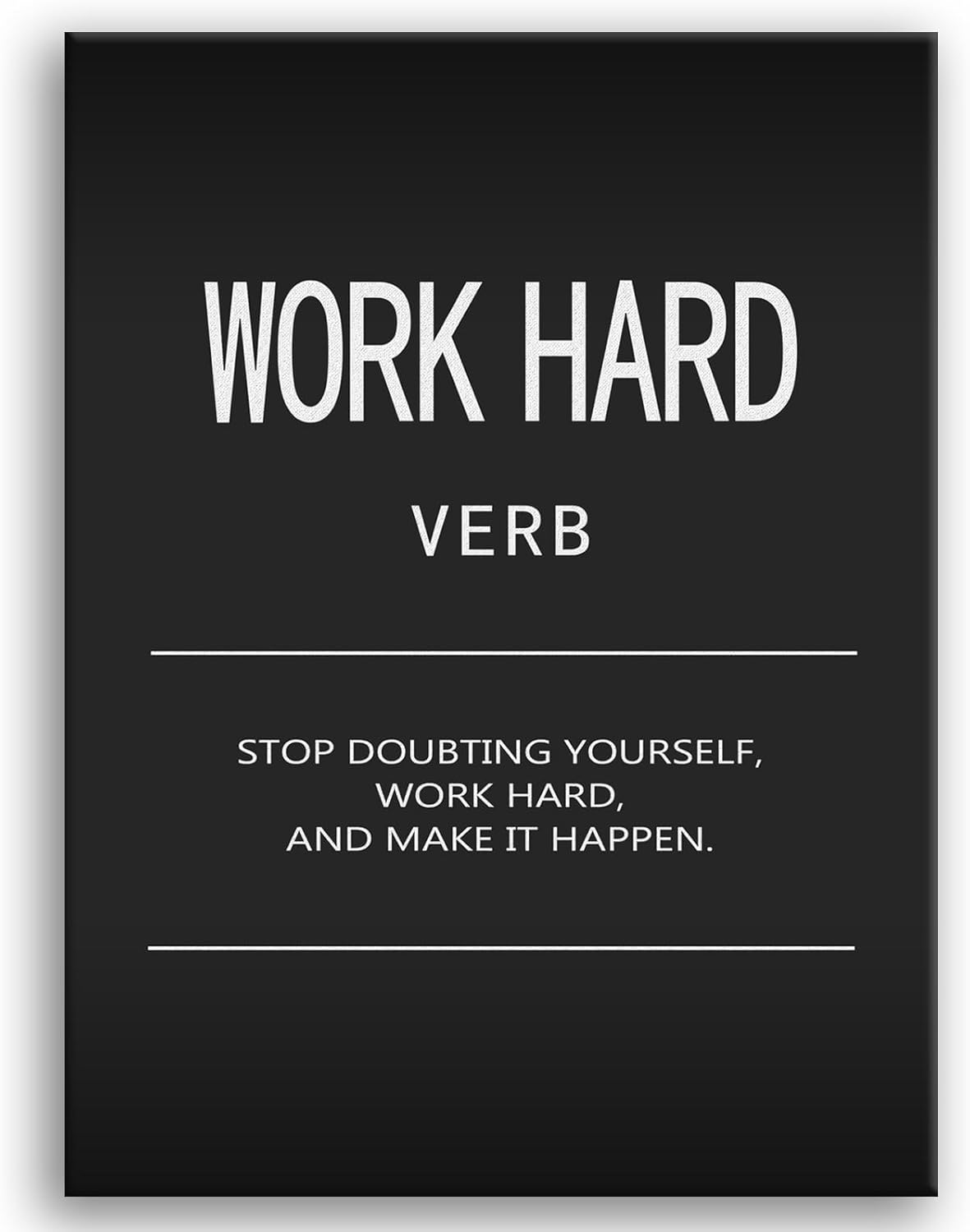Work Hard Verb Inspirational Wall Art Office Wall Decor Motivational Quotes Posters Canvas Painting Inspirational Pictures Prints Artwork Modern Home Decor Living Room Classroom Framed[18" W x 24" H]