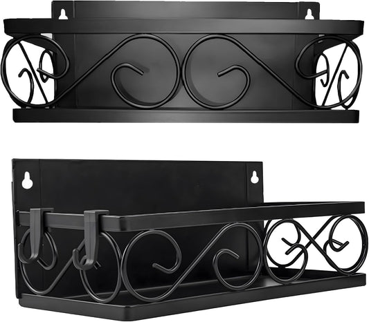 LEONARDLEE Magnetic spice Rack, Stronger Magnet with Wall Mount Option. 4 Removable Hooks, Perfect Space Saver for Kitchen- for Holding Spices, Jars, Bottle, cans (Pack of 2)