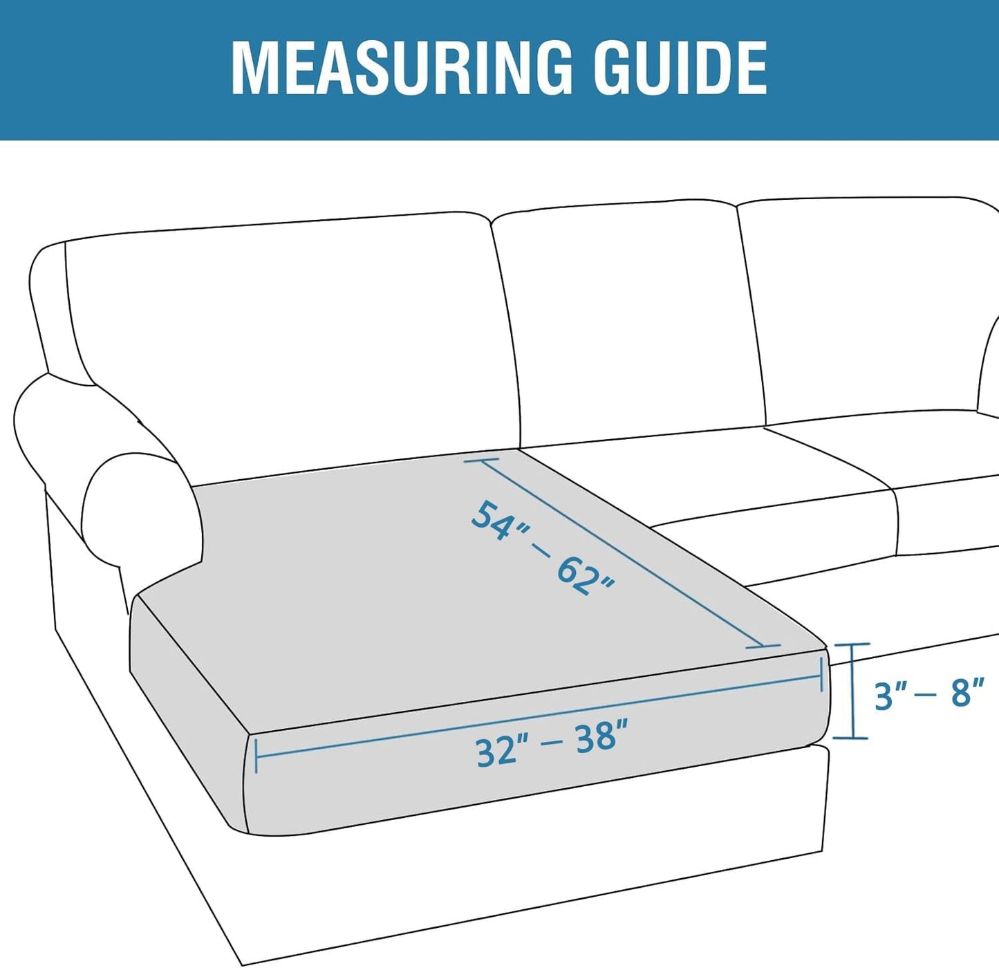 H.VERSAILTEX Velvet Stretch Individual Chaise Cover Sectional Couch Covers for L Shaped Sofa Both Left/Right Furniture Protector Seat Cushion Sofa Cover (1 Piece Chaise Cover, Black)