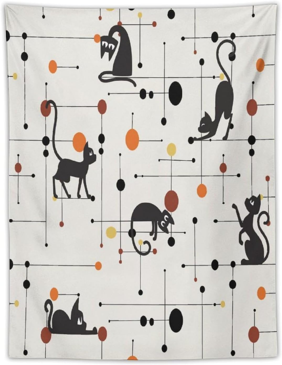 ICMOLYYENLO Abstract Cat Tapestry, Medieval Abstract Atomic Star Cat Vintage Home Wall Hanging Art Tapestry for Bedroom Living Room Dormitory 50x60 Inch