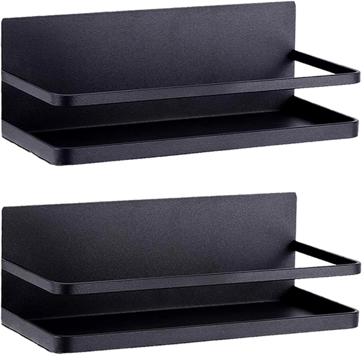 Magnetic Spice Rack Refrigerator Side Magnetic Spice Rack Kitchen Magnetic Shelf Magnetic Fridge Shelf Perfect Space Saver for Kitchen/Apartment 2 Pack (Black)