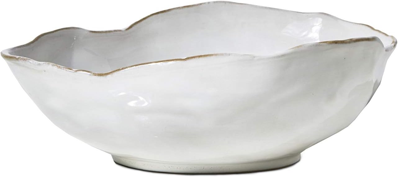 Serene Spaces Living Medium Free-Form Edge Glazed Ceramic Bowl – Stylish Fruit Bowl, Dinnerware, and Decorative Centerpiece for Vintage Weddings and Events, 10.5" Long, 8.5" Wide and 3.5" Tall