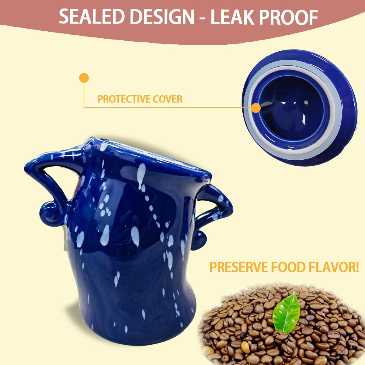 Ceramic Kitchen Canister with Silicone Seal Lid,Modern Elegant Design Airtight Lid Storage Food Jar Canister for Kitchen Sugar Coffee Tea Spice or More (White)