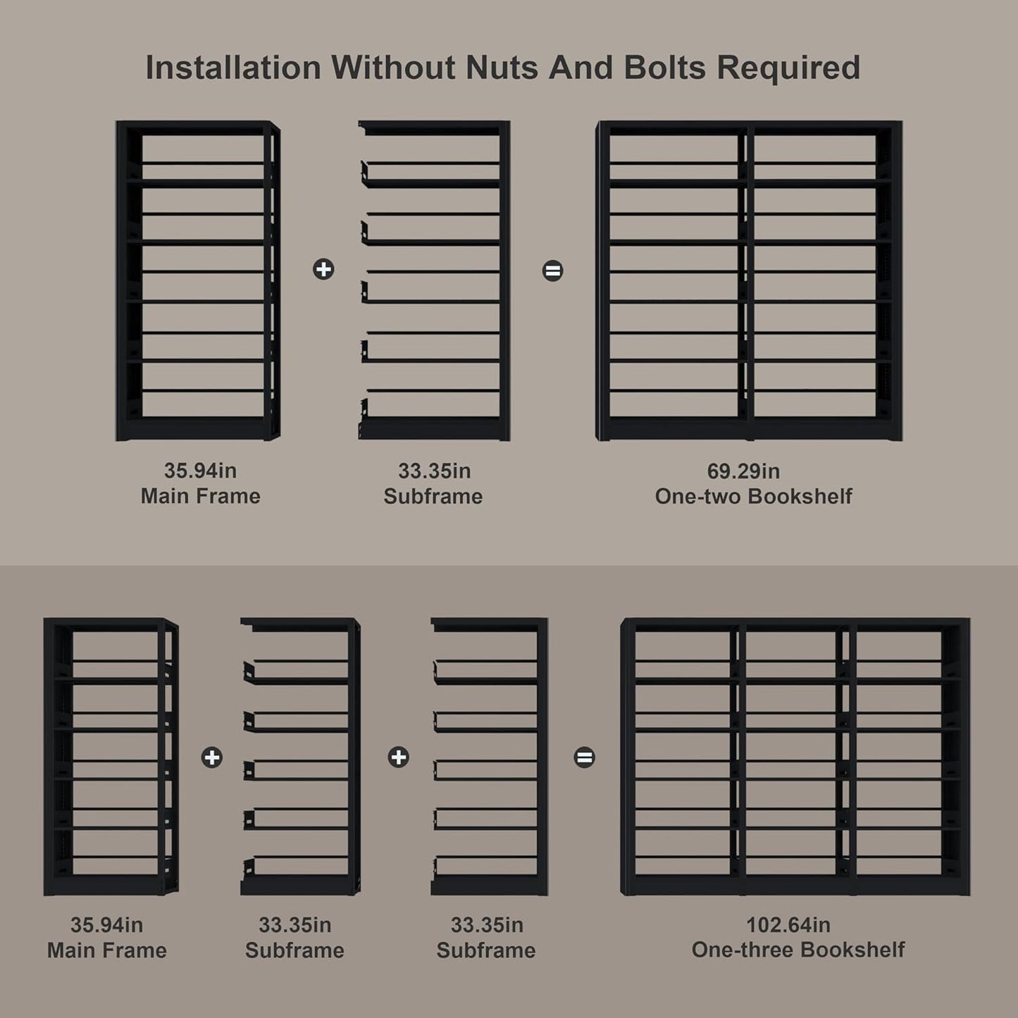 Black Subframe. Cannot be used alone. It needs to be used in conjunction with The main bookshelf. Modular extension bookshelves can be used to place more items (Black), HSHF175
