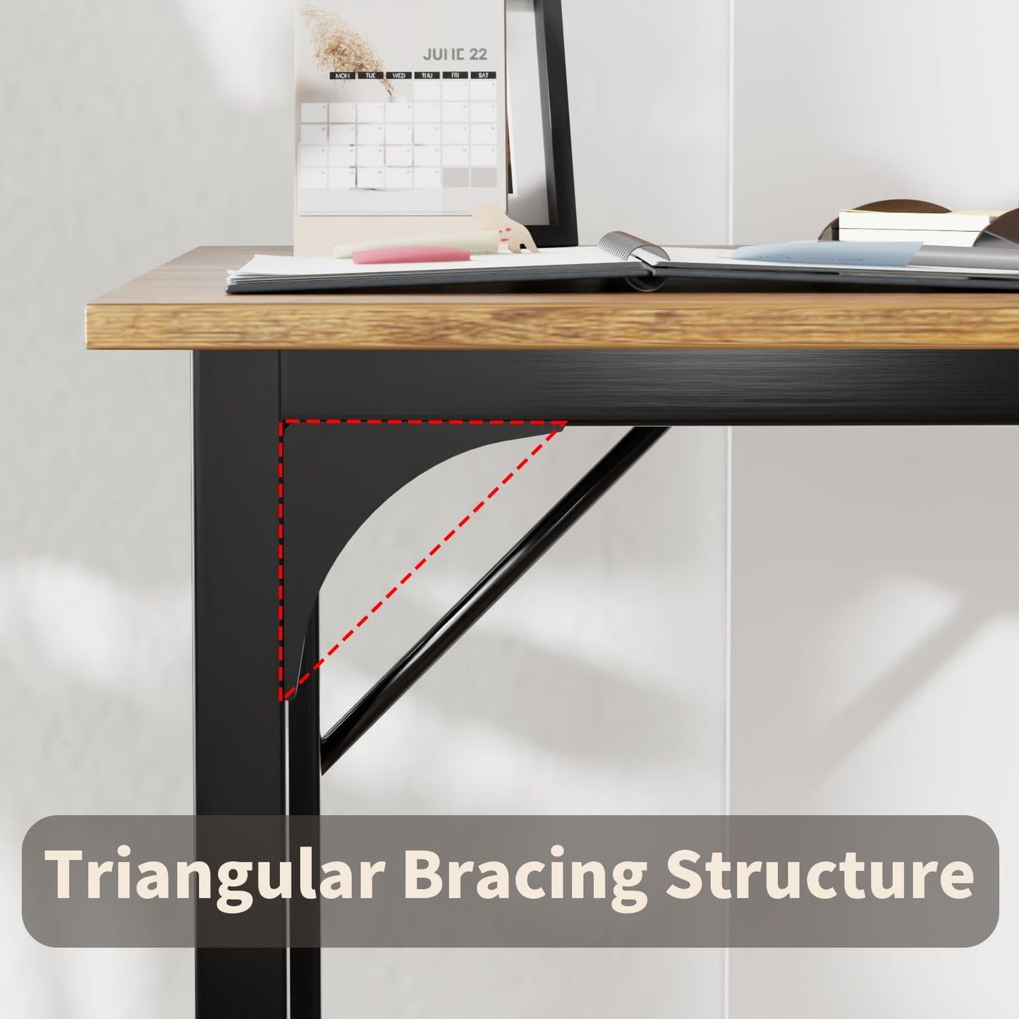 PayLessHere | 47 Inch Computer Desk | Brown | Office Desk with Metal Frame, Adjustable Feet | Water-Resistant, Scratchproof Surface | Sturdy Writing Table for Home Office or Study | Pack of 2