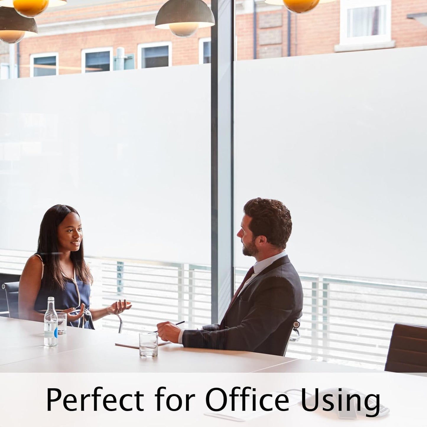 HIDBEA Frosted Window Privacy Film Non-Adhesive, Reusable Window Glass Films Heat Control Self Static Cling Removable Window Stickers for Home Office Living Room (Frosted, 55.1 Inch x 16.4 Feet)