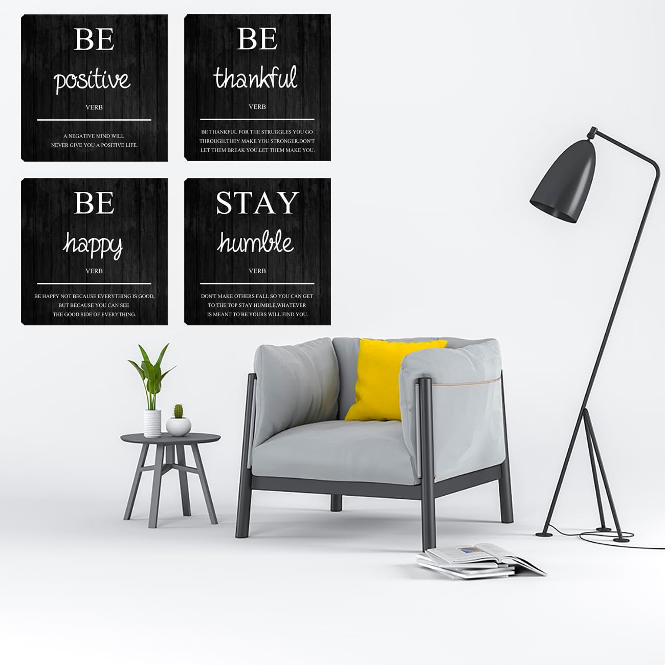 Motivational Office Wall Art Decor Inspirational Framed Canvas Wall Art Poster Prints Inspirational Quotes Office Wall Art for Living Room Bedroom Home Office Wall Decoration 12”X12”X4
